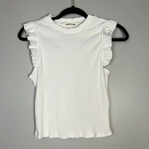 Charlotte Avery White Ribbed Tank Top Blouse - Size Medium - EUC